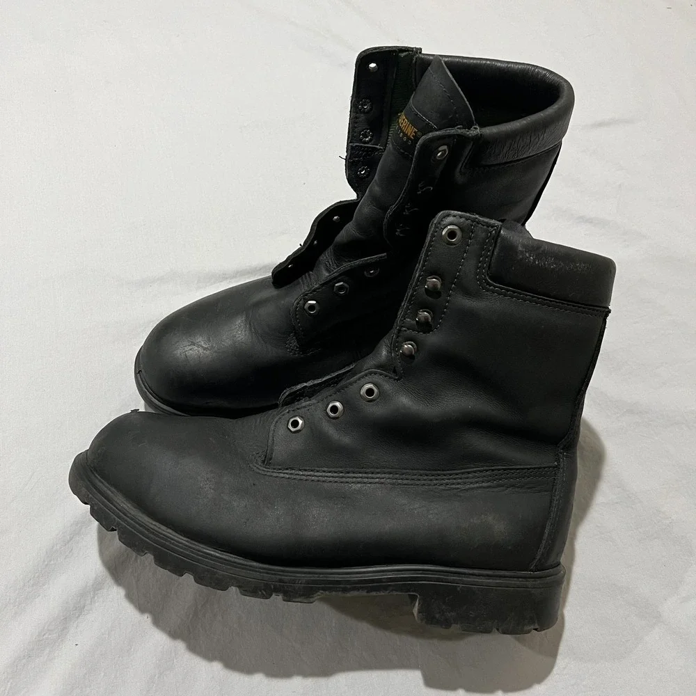Wolverine Mens Black Leather Waterproof Steel Toe ASTM Work Boots Size 13 Wide